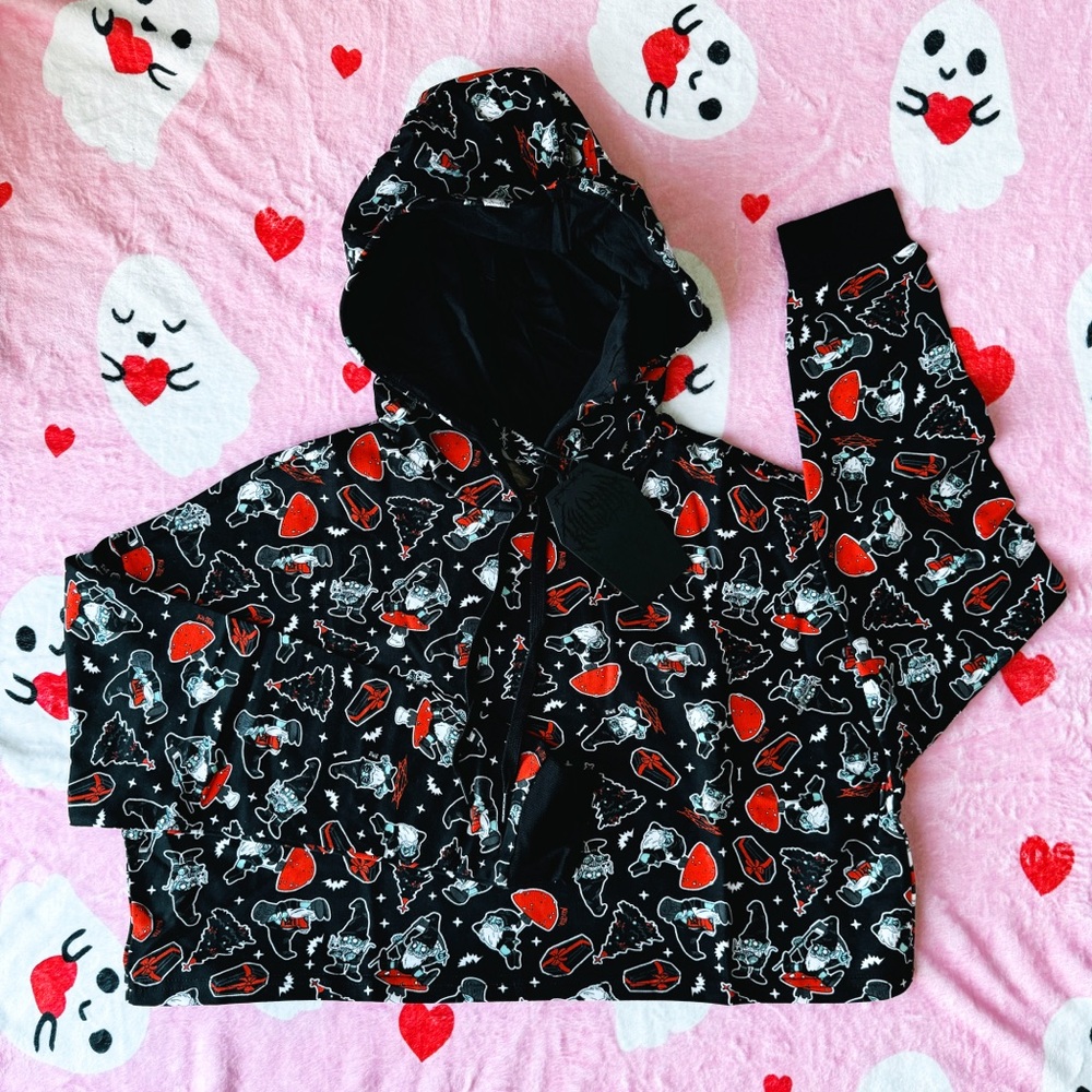 nwt killstar gnomies christmas holiday cropped hoodie M $50 gothmas krampus